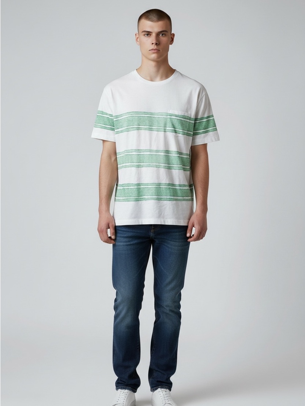 Gap Men’s Size Large Short Sleeve Crew Neck Vintage Wash Painterly Stripe Tee